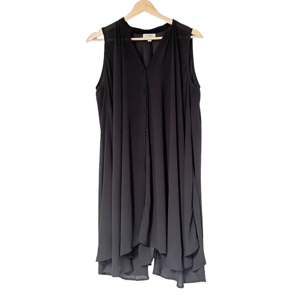 Umgee Flowy Black Trapeze Dress Sleeveless Mini/Midi — Size M